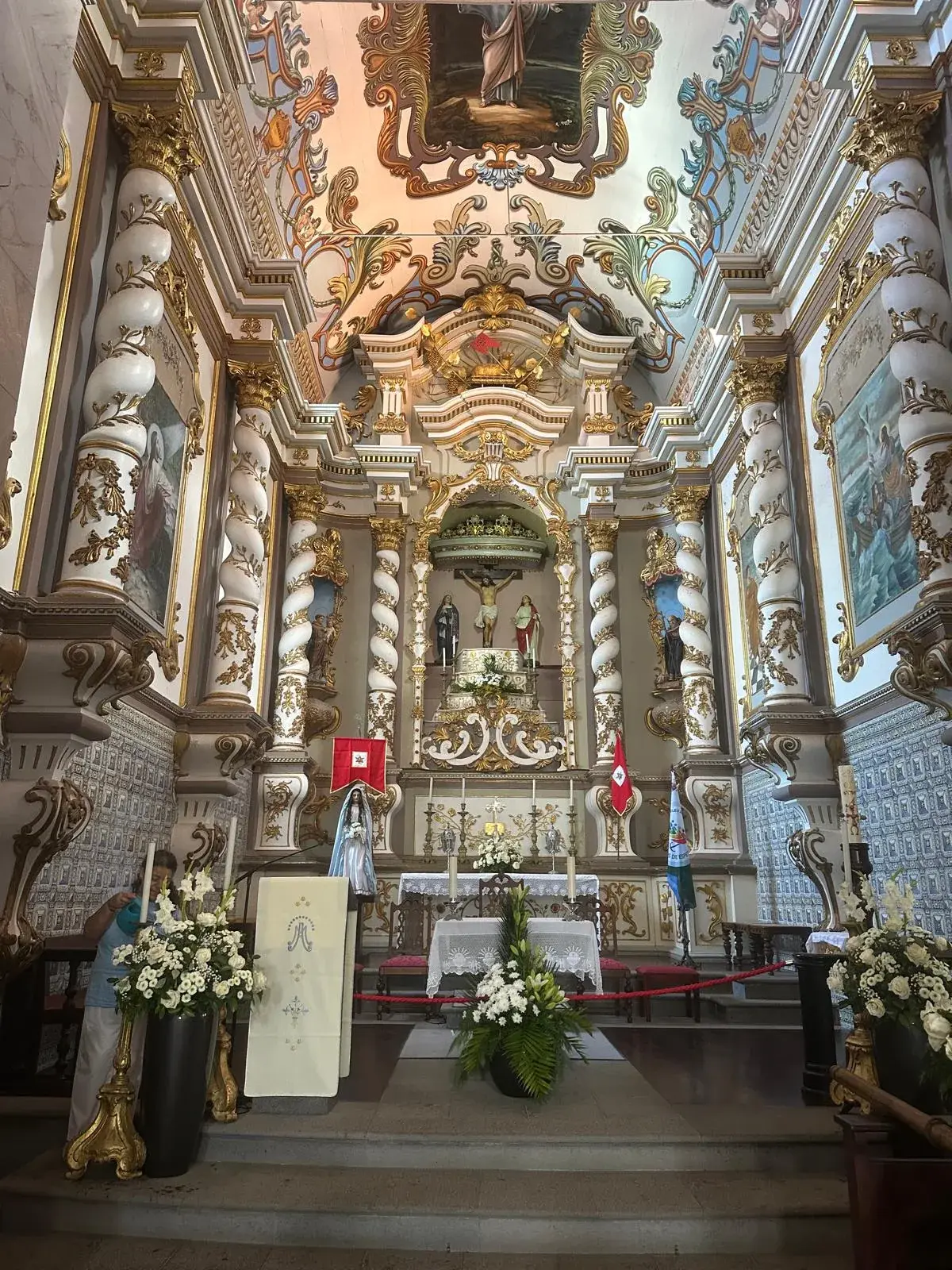 Decorated altar inside Ponta Delgada church