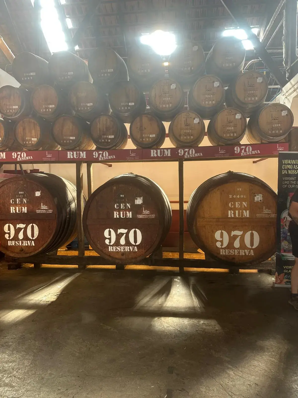 Rum barrels inside Porto da Cruz distillery