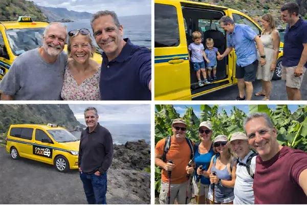 António Coutinho with happy customers on various tours