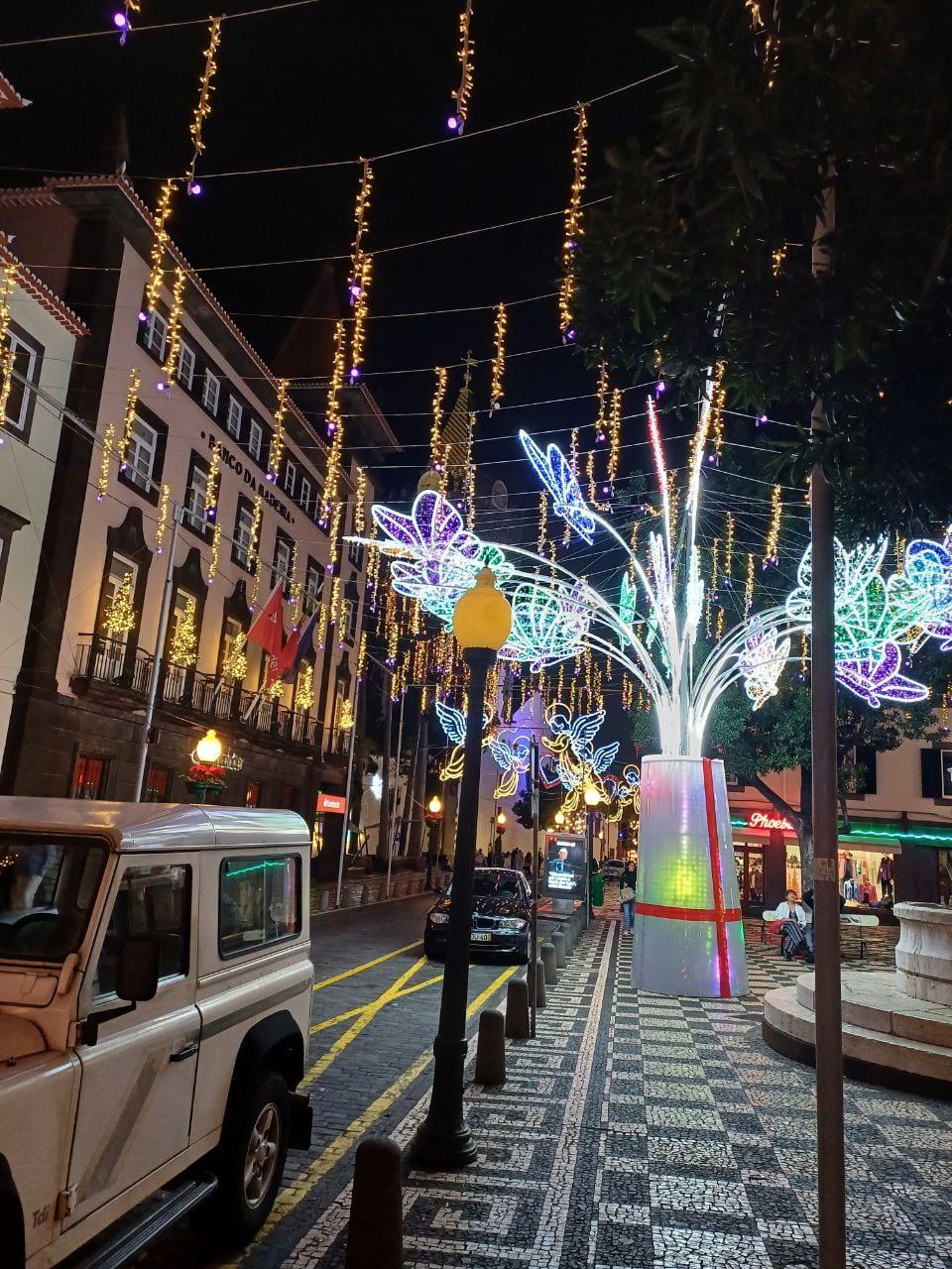 Spectacular Christmas lights and decorations illuminating Funchal, Madeira - view 3
