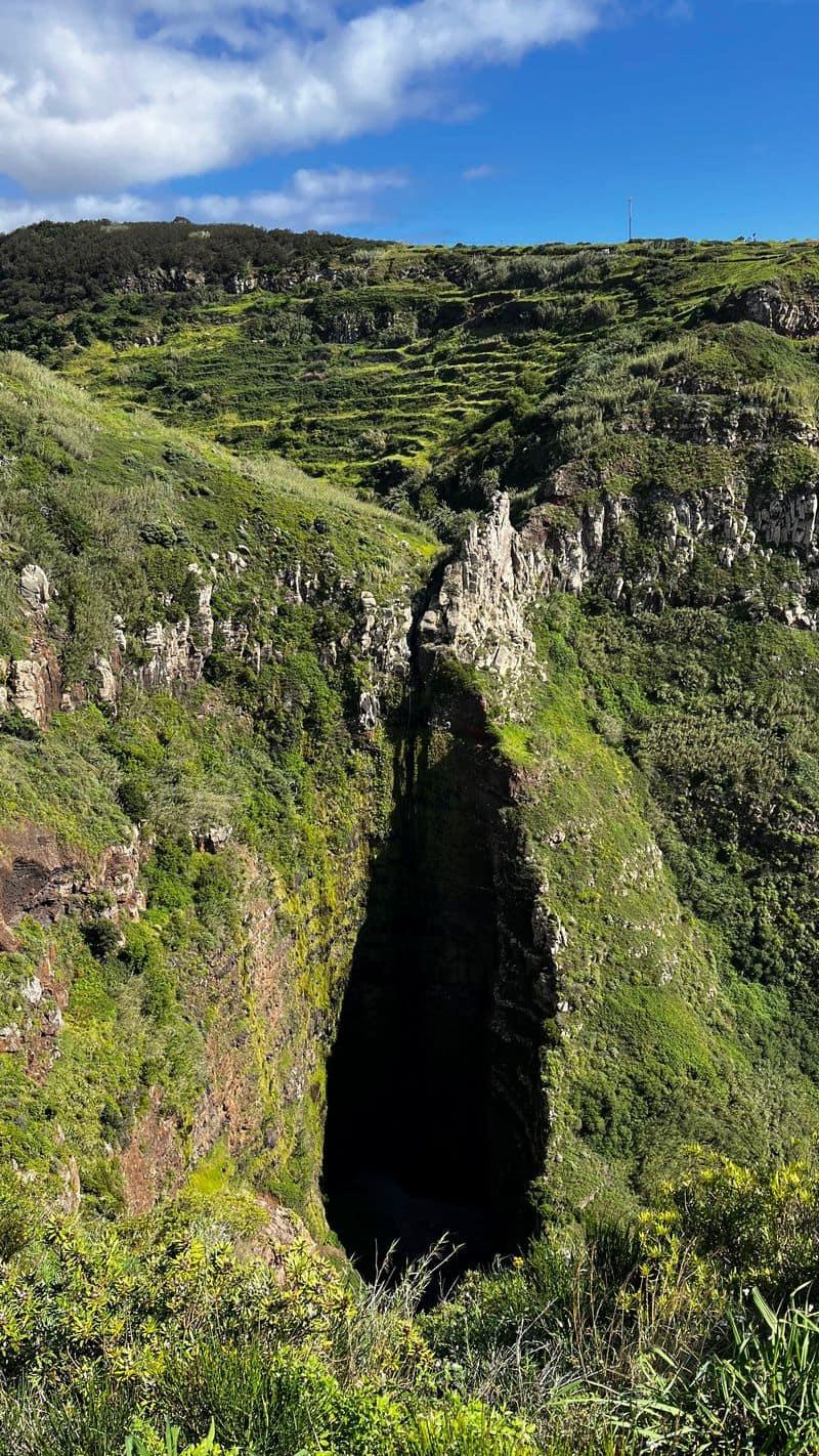 Dramatic cliff viewpoint at Miradouro da Garganta Funda, Madeira