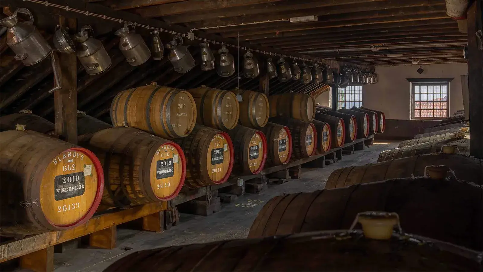Madeira wine barrels inside Blandy's Wine Lodge in Funchal