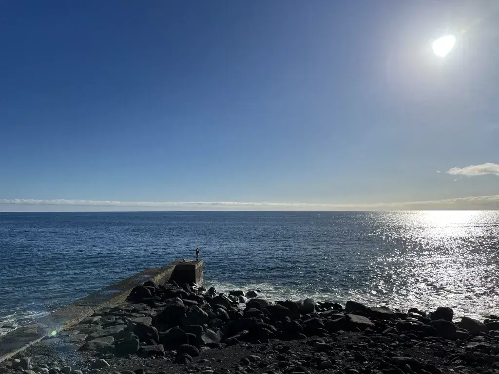 Atlantic view from the rocky shore beside Maktub Pub in Paúl do Mar